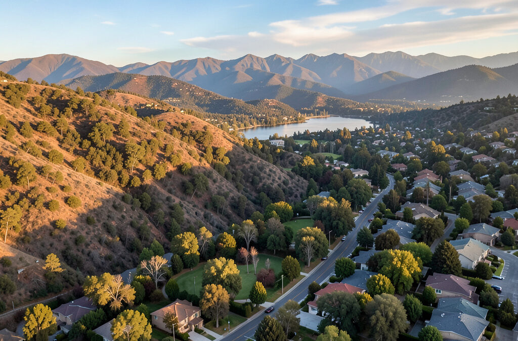 Best foothill communities for Bay Area families moving to Sacramento 2026 — aerial view of El Dorado Hills foothills